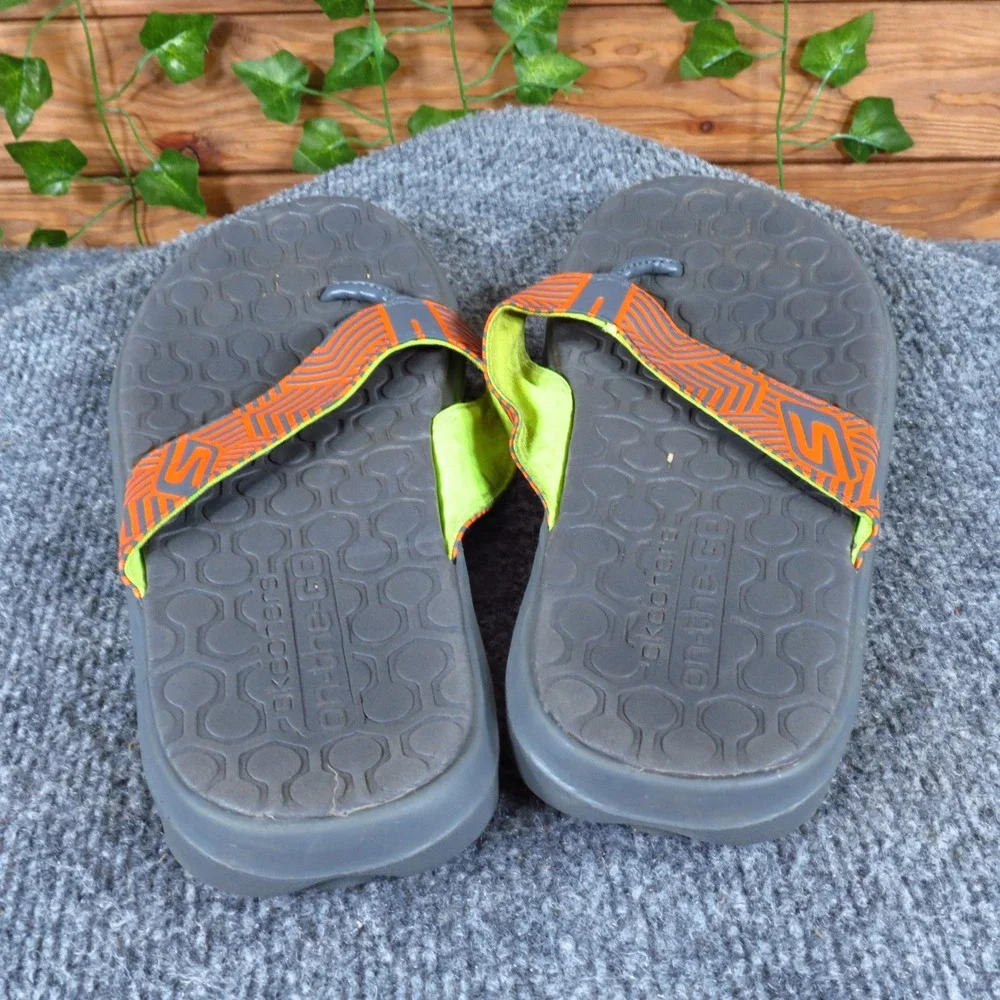Skechers Performance Go Walk‎ Men Sandal Sz 7 Casual Athletic Gray Orange Fabric